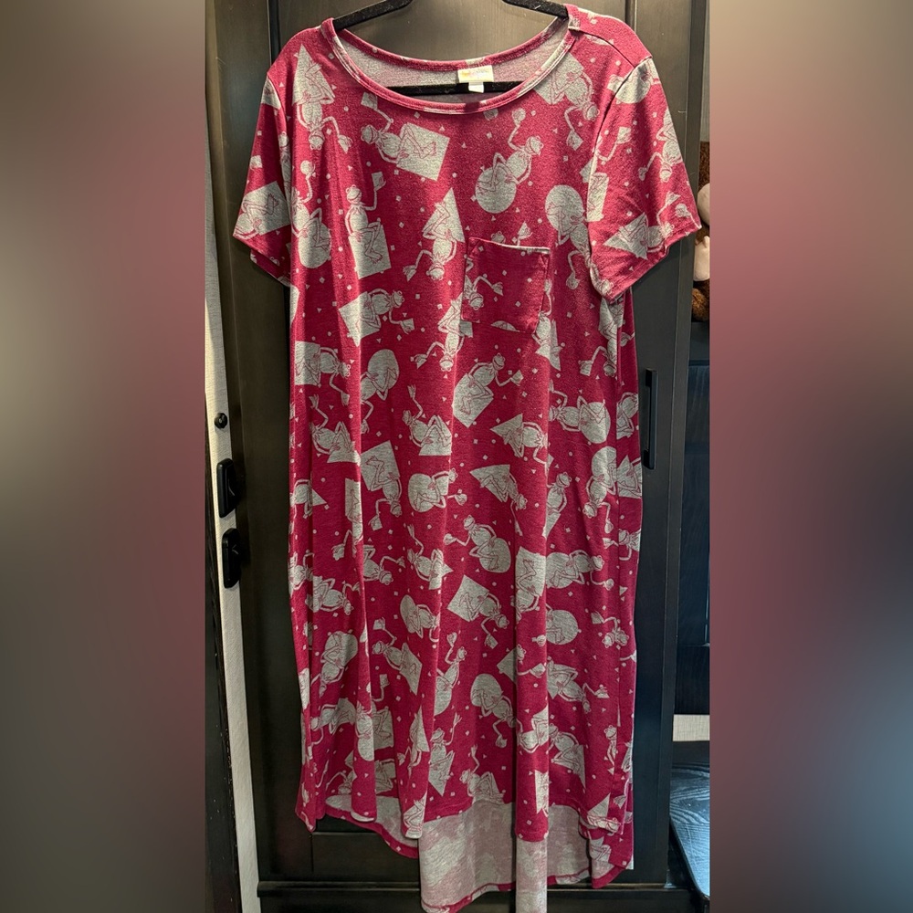 LuLaRoe Red and White Kermit The Frog-Disney Prints Dress